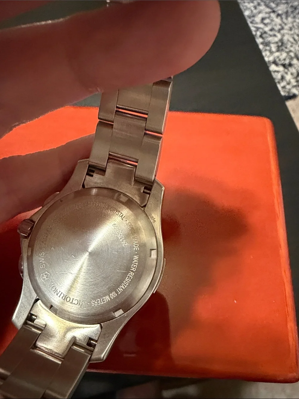 Victorinox Silver Stainless Steel Chronograph with Mother-of-Pearl Dial